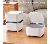 Contenedor de basura de 4L, gran capacidad, resistente al envejecimiento, tapa automática, PP, mini bote de basura de escritorio, organizador, suministros para el hogar L gris oscuro