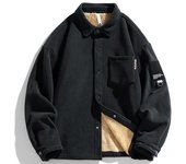 Chaqueta polar de doble cara, chaqueta polar para exteriores para hombre, chaqueta tipo cárdigan extragrande de polar coral con polar grueso L