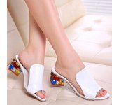 Zapatos de moda de verano con diamantes transpirables en bruto con sandalias y zapatillas 35 negro