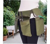 Cinturón de herramientas de jardín, delantal de herramientas de cintura de lona con bolsillos, kit de jardinería, bolsa de mano, organizador para el hogar verde del ejército