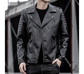Chaqueta de cuero de moda para hombre, traje de motocicleta juvenil coreano, chaqueta de cuero PU para hombre, otoño, nuevo M