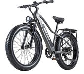 Bicicleta eléctrica Burchda RX20 de 500 W con neumáticos anchos, ruedas de 26  x 4 , 48 V, 20 Ah, velocidad máxima de 45 km/h, 7 velocidades, frenos de disco mecánicos y control de crucero. 48V 500W 20Ah gris