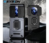 KEYSION Funda a Prueba de Golpes para Realme 12 Pro+ 5G 12+ 5G Protección de Lente de Cámara Deslizante Anillo Soporte Cubierta de Teléfono para OPPO Realme 12+ 5G for Realme12 Plus 5G gris