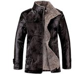 Abrigo de piel con solapa grande para hombre - Chaqueta de piel para otoño/invierno, tallas 7XL-8XL M negro