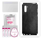 apgo Protective Skin Sticker for the back+sides compatible with Samsung Galaxy Note 10, Full Wrap Film, Foil, Vinyl - Pattern Black Leather