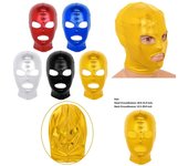 Unisex brillante metálico ojos abiertos boca capucha máscara facial casco disfraz de Cosplay One Size negro