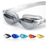Gafas de natación para hombres y mujeres, antivaho, con prescripción UV, impermeables, de silicona, ajustables, para piscina, para adultos y niños, gafas de buceo negro