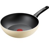 Olla Tefal 28cm Wok Profundo IH Compatible con Fuegos de Gas Sin Sustancias Nocivas como PFOA Titanium Excellence Wok Beige Vainilla Beige G18219 [Online