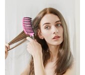 Cepillo de pelo ventilado portátil antiestático fino grueso rizado largo cabello mojado seco color rosa