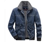 Chaqueta vaquera retro para hombre, chaqueta de algodón cálida con solapa, abrigo de algodón polar de invierno para hombre M