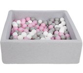 Piscine à balles pour enfant - Velinda - 24172 - Dimensiones 90x90 cm - 300 bolas incluidas - Gris, rosa claro