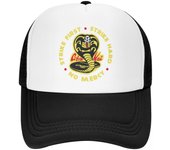 Gorra de camionero unisex punk con el logotipo de Cobra Kai Strike First Cobra para adultos, gorra de béisbol ajustable Karate Kid, gorras snapback de hip hop Trucker Hat