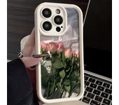 Funda de teléfono con flores de rosas para iPhone 16, 15, 14, 13, 12, 11 Pro Max, funda de silicona suave, delgada, a prueba de golpes, moderna y bonita for iPhone 13 negro