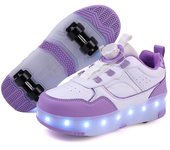 Zapatos Fugitivos Niños Niñas Zapatos de Ruedas Dobles Encogimiento Automático Zapatos de Ruedas Luminosas Zapatos de Deformación 40