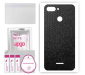 apgo Protective Skin Sticker for the back compatible with Xiaomi Redmi 6, Wrap Film, Foil, Vinyl - Pattern Black Honeycomb