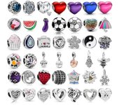 Nuevo regalo de Navidad, comida, estrella, amor, corazón, vino, Animal, cuentas colgantes, pulsera de dijes, joyería DIY para niña