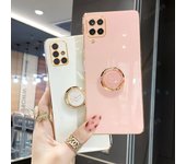 Funda de lujo con soporte de anillo chapado para Samsung Galaxy A12 A51 A71 A22 M33 M53 A21S A31 A03S 4G 5G Funda trasera de silicona A 12 51 A12 (4G 5G)