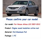 Almohadilla de capó con aislamiento térmico frontal de algodón para Nissan Altima L32 (2007-2012, 2010-2011), insonorización, accesorios interiores.