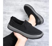 Mocasines de hombre de malla transpirable, zapatos casuales de lona, zapatos planos ligeros para caminar, zapatillas antideslizantes para hombres, zapatos de conducción sin cordones Tenis2024 39 negro