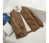 Otoño Invierno espesar mujer caliente Parka corta mujeres Color sólido suelto Puffer Stand Collar abrigo chaquetas prendas de vestir L beige