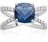 Bague Argent 'Sissi' bleu blanc argenté (rhodié) - 10 mm 54 azul