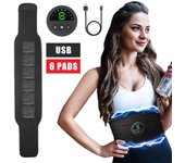 Cinturón de cintura con vibración EMS inteligente para Fitness, entrenador Abdominal, Estimulador muscular, tóner, cinturón para adelgazar cuerpo, pérdida de peso eléctrica, Unisex negro
