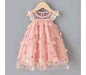 Vestidos de tul para niñas pequeñas, trajes florales con volantes lindos, vestido de cumpleaños de boda de princesa, vestido de fiesta de manga corta, traje para niños 1-6T M/100 gris