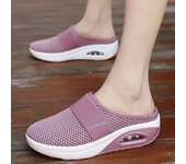 Zapatillas de cuña para mujer, zapatillas Premium, Vintage, antideslizantes, informales, con plataforma, zapatos Retro, sandalias ortopédicas para diabéticos de talla grande 35 rojo