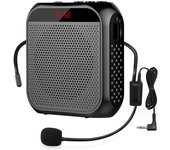 Auriculares con altavoz portátil Yi Tong con micrófono, altavoz, reproducción de música, compatible con USB y microSD, perfectos para eventos, conferencias, reuniones informativas con manos libres, negro
