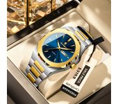 Reloj de Lujo para Hombre Impermeable Luminoso Calendario Semana Reloj de Pulsera para Hombre Deportivo Acero Inoxidable Cuarzo Relojes para Hombre plata/blanco