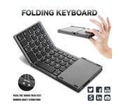 Mini teclado inalámbrico Bluetooth Touchpad portátil magnético triple plegable para Windows Android IOS iPad Phone gris