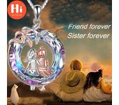 Hola moda Linda chica hermana collar personalidad salvaje Color redondo hoja colgante elegante hecho a mano cristal colgante collar azul