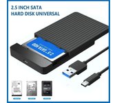 Carcasa para SSD de 2,5 pulgadas, SATA a USB 3.1, carcasa para disco duro móvil, tipo HDD, carcasa USB-C, compatible con SSD, capacidad máxima de HDD: 6 TB. USB3.1 interface
