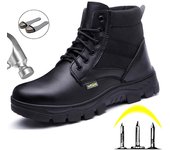 Zapatos de seguridad para hombre, botas de cuero, botas de trabajo a prueba de pinchazos, zapatos con punta de acero, zapatos industriales de seguridad, botas de invierno indestructibles 36