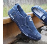 Zapatos de lona de mezclilla para hombre, zapatillas sin cordones para hombre para el verano de 2024, nuevos mocasines de conducción al aire libre, mocasines vintage de moda para hombres 39 negro
