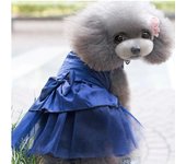 Vestido de novia con diseño de perro y gato de peluche: Ropa de verano para mascotas: Pomerania y Bichón L