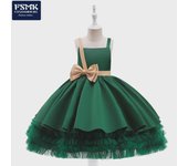 Vestido de princesa esponjoso para niñas, estilo europeo y americano, para presentaciones de piano y fotografía. 150cm verde oscuro
