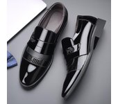 Botas de hombre de nuevo estilo con aumento interior de charol, zapatos de hombre de cuero genuino, zapatos británicos brillantes 37 negro