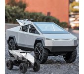 1:24 MINI AUTO Tesla Cybertruck Pickup Trailer coche en miniatura de aleación Diecast vehículos todoterreno de Metal camión simulación niños juguetes regalo gris