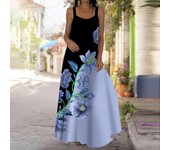 Vestido camisero para mujer Vestido largo maxi Vestido con estampado de rododendros rosa Primavera y verano Ocio Vacaciones XS rojo