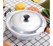 Olla para estofado de aluminio plateada de estilo antiguo antiadherente pequeña de doble asa, cocina a gas, utensilios de cocina, olla para sopa 22CM-B