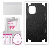 apgo Protective Skin Sticker for the back+sides compatible with Apple iPhone 12 mini, Full Wrap Film, Foil, Vinyl - Pattern Black Honeycomb