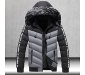 Chaqueta de invierno para hombre, con capucha, gruesa, cálida, de algodón, para exteriores, para hombre, con retazos, parka y abrigos, cortavientos, parkas L