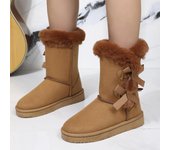 Botas de invierno de moda, botas de nieve de piel para mujer, zapatos de piel cálidos de caña baja, botas cortas de invierno para hombres y mujeres, ropa exterior súper mini, antideslizantes 37 marrón oscuro