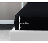 LOVELY HOME Drap Housse 100% coton 160x200x30 cm noir