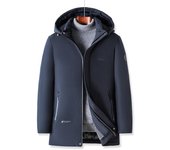 Abrigo de algodón con capucha de invierno para hombres de mediana edad y mayores, de una pieza y largo medio. M negro