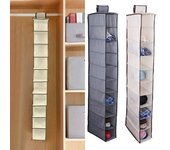 Almacenamiento de ropa colgante con 10 bolsillos, bolsa de ropa interior, organizador de zapatos, soporte para ropa para habitación del hogar, caja para estante de armario gris