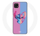 Coque pour Samsung Galaxy A22 5G Stitch et angel bleu rose