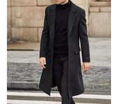 Abrigo de lana de otoño-invierno para hombre, chaqueta con botones de manga larga de Color sólido, cuello de solapa, gabardina de longitud media, chaqueta, abrigo para hombre 3XL