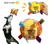 Pelota de juguete Vocal para perros de peluche, divertidos juguetes interactivos para mascotas con campanas, juguete para masticar dientes de limpieza para perros pequeños y grandes, juguetes para cachorros y gatos